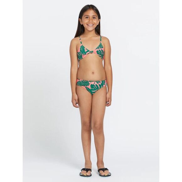 Volcom Leaf Ur Life Swim Set Girls 7 Emerald Green Tropical Stretch Beach ERK166 - Picture 1 of 8